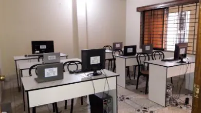 Rows of workstations in the training room