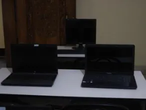 Workstations lined up in the training room